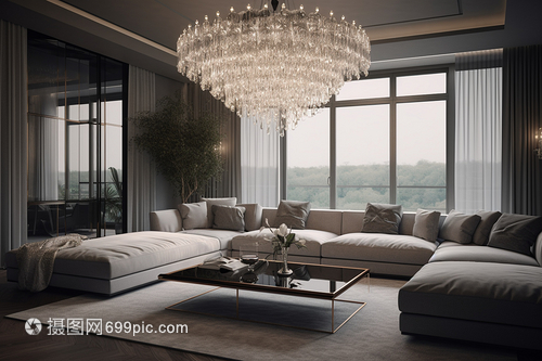 豪華室內家居客廳裝修場景